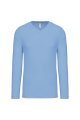 Heren T-shirt lange mouw V Hals Kariban K358 SKY BLUE